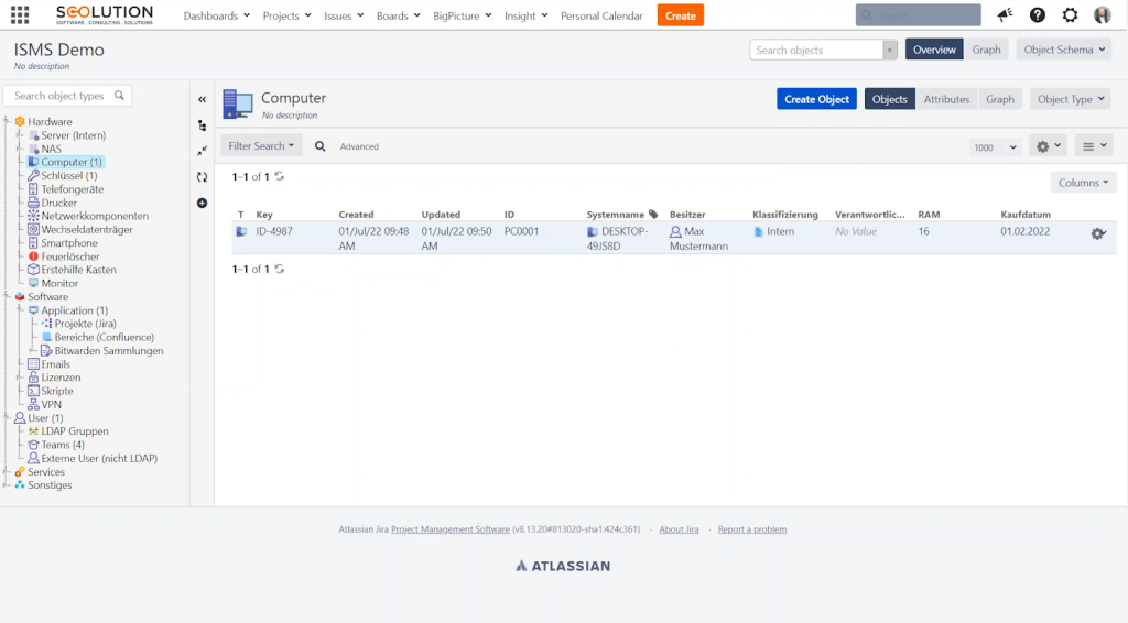 ISMS relevante Werte und Assets mir Jira verwalten