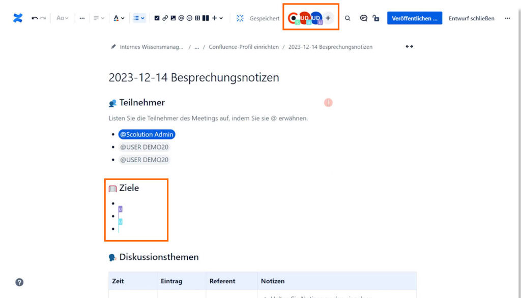 an Confluence gemeinsam an Seite arbeiten