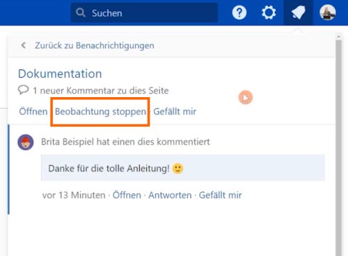Beobachten von einem Inhalt in der Benachrichtigung beenden